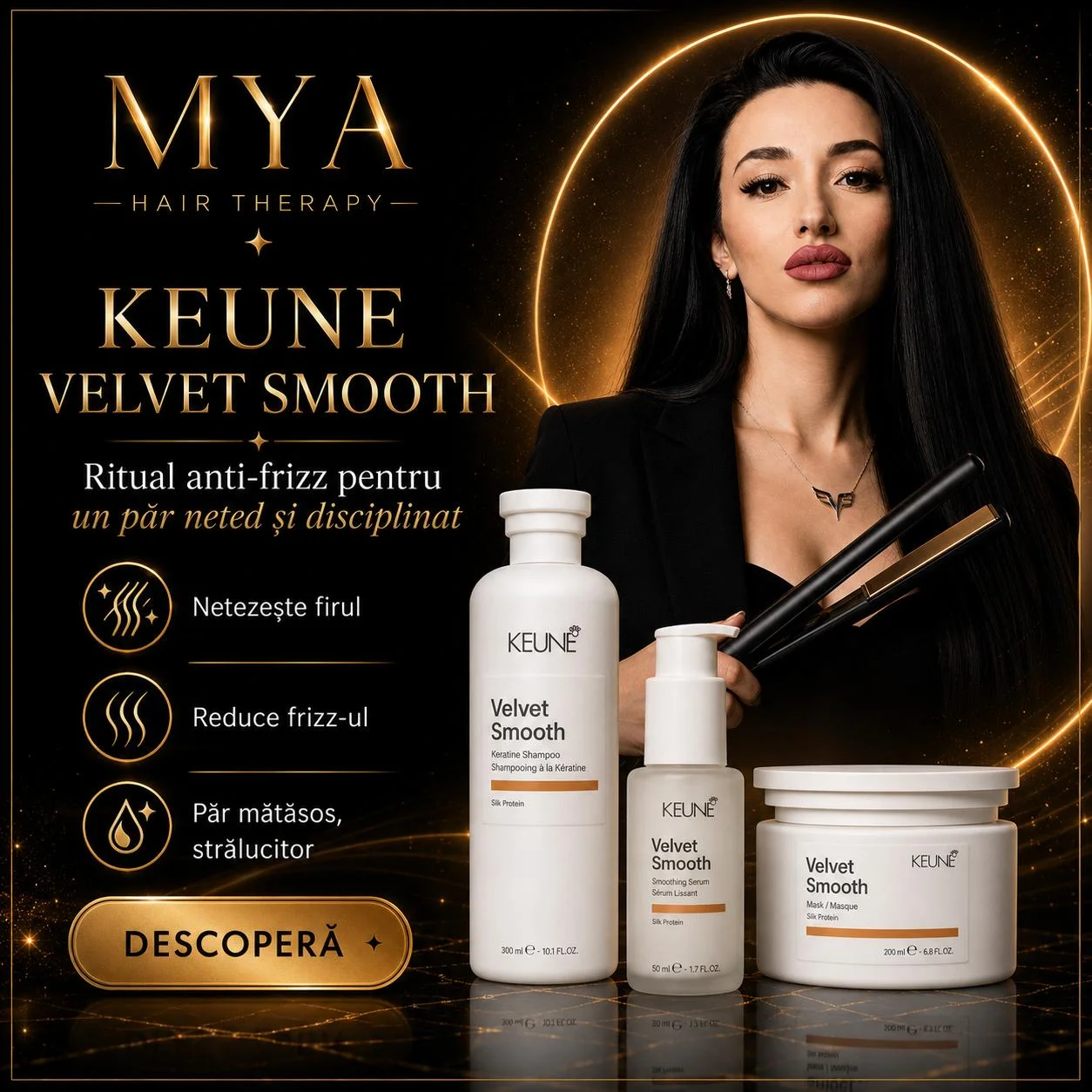 Keune Velvet Smooth — Ritual anti-frizz pentru un păr neted și disciplinat