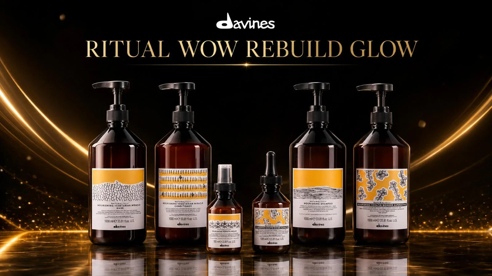 Gama de produse Davines Naturaltech folosită în Ritualul WOW — Rebuild Glow